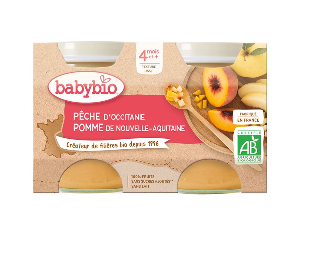 Babybio Broskev a jablko 2x130 g