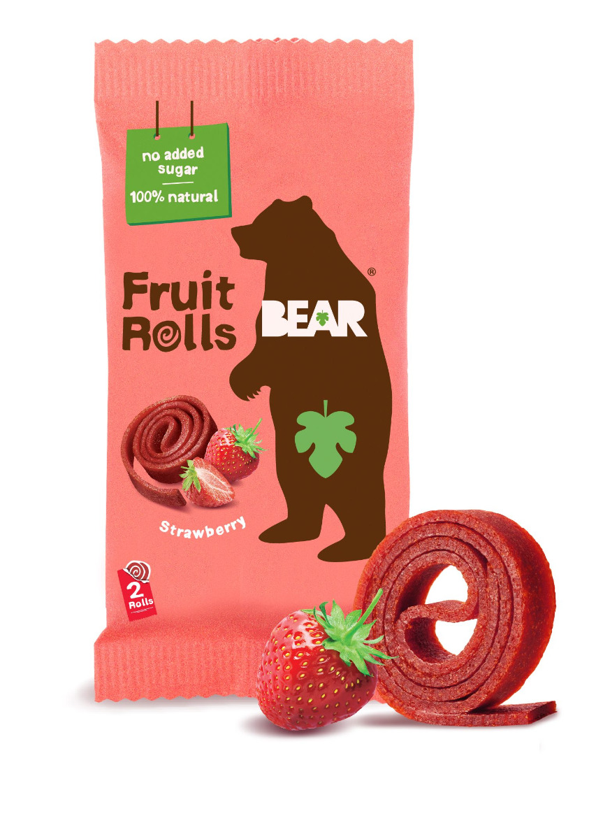 BEAR Fruit Rolls jahoda ovocné rolované plátky 20 g