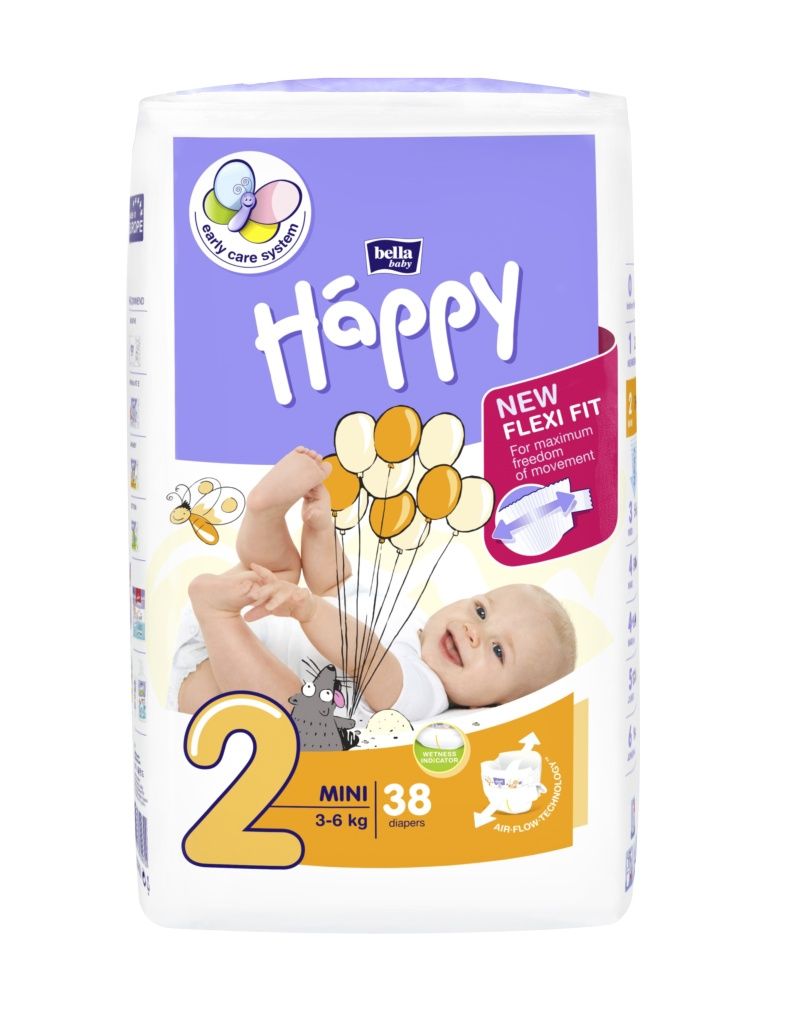 Bella Baby Happy Mini 3-6 kg dětské pleny 38 ks