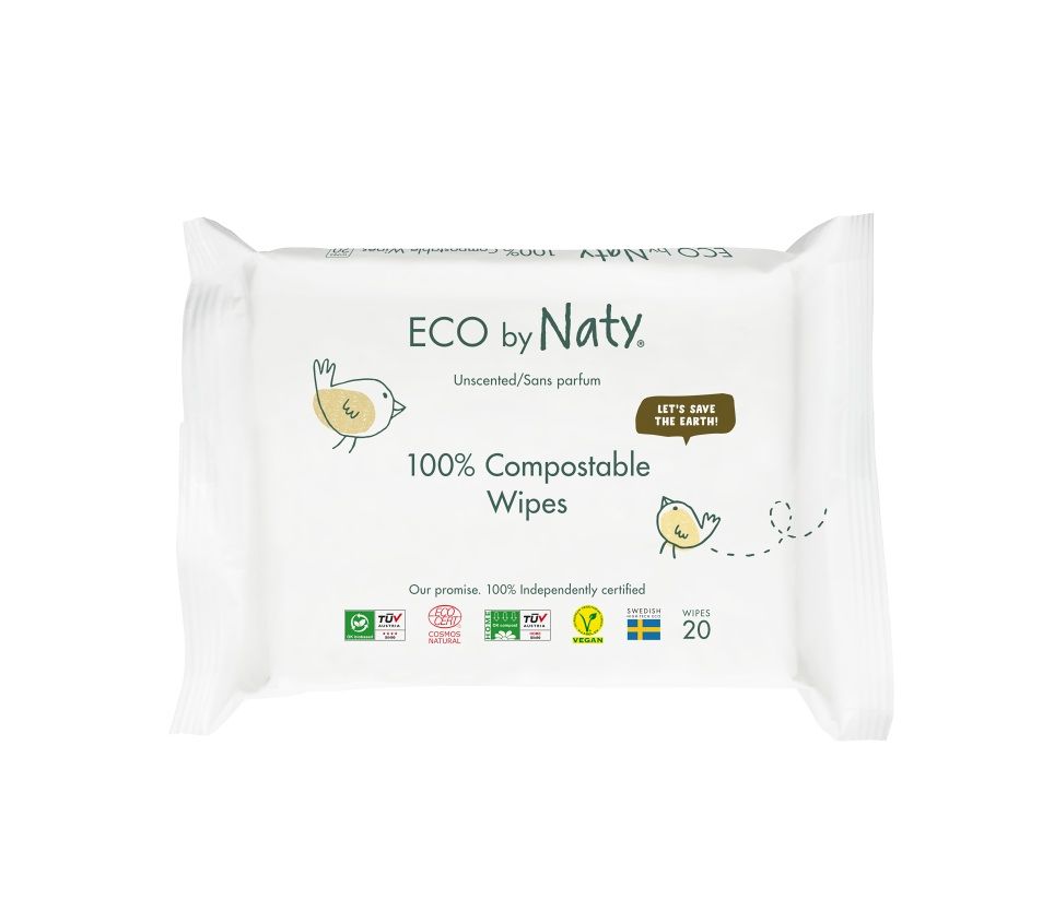 ECO by Naty Vlhčené ubrousky bez vůně pro citlivou pokožku 20 ks