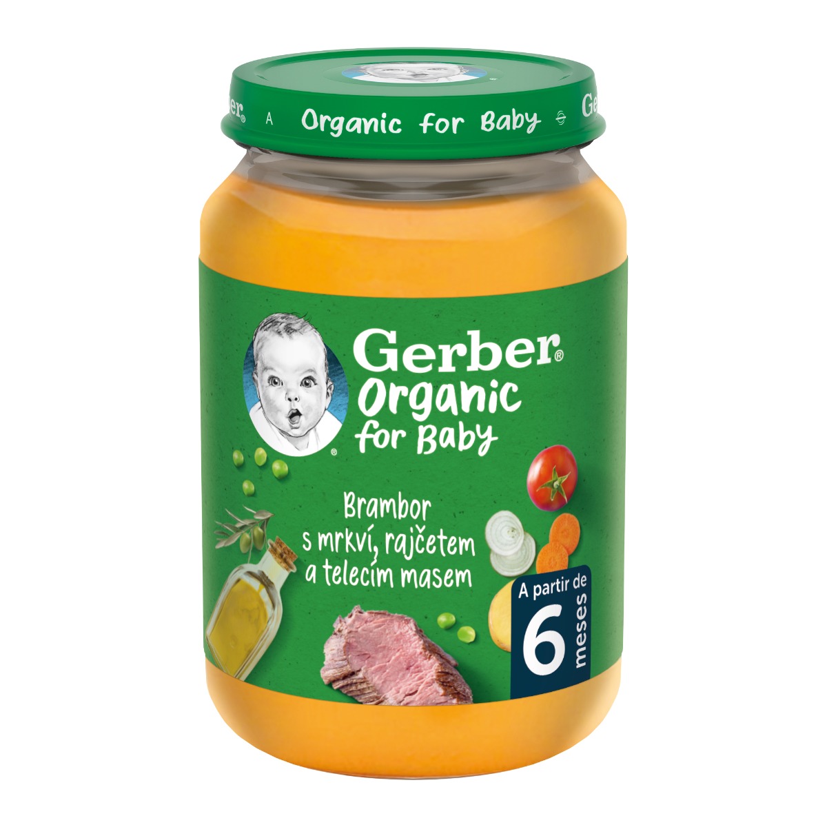 Gerber Organic Zelenina s telecím masem BIO 6m+ 190 g