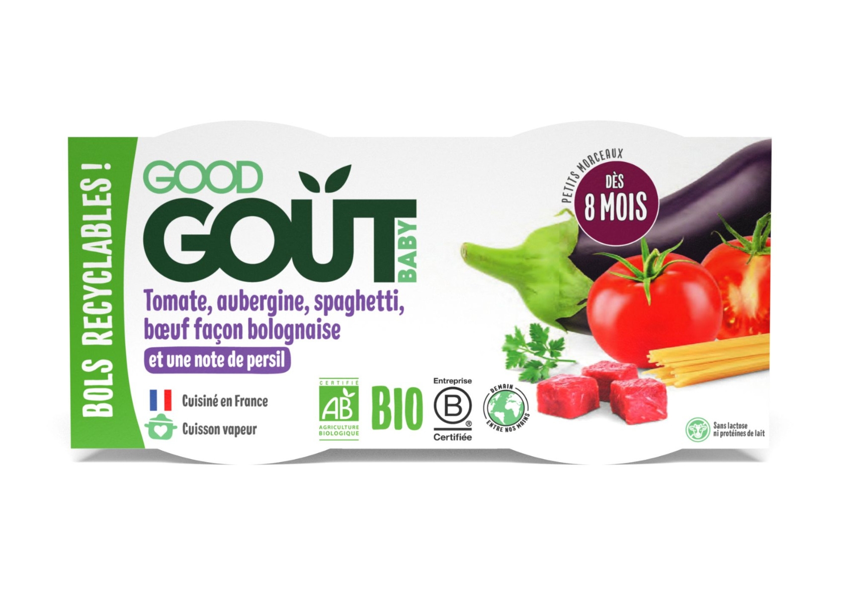 Good Gout BIO Špagety s lilkem a hovězím masem 2x190 g