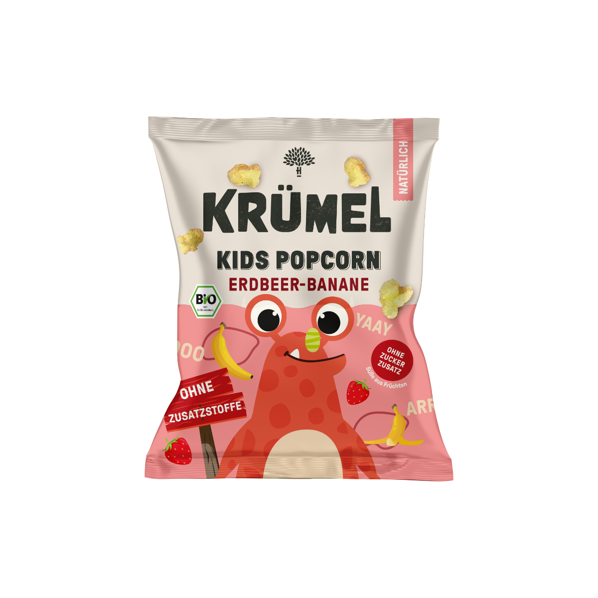 Krümel BIO Dětský popcorn Banán, jahoda 20 g