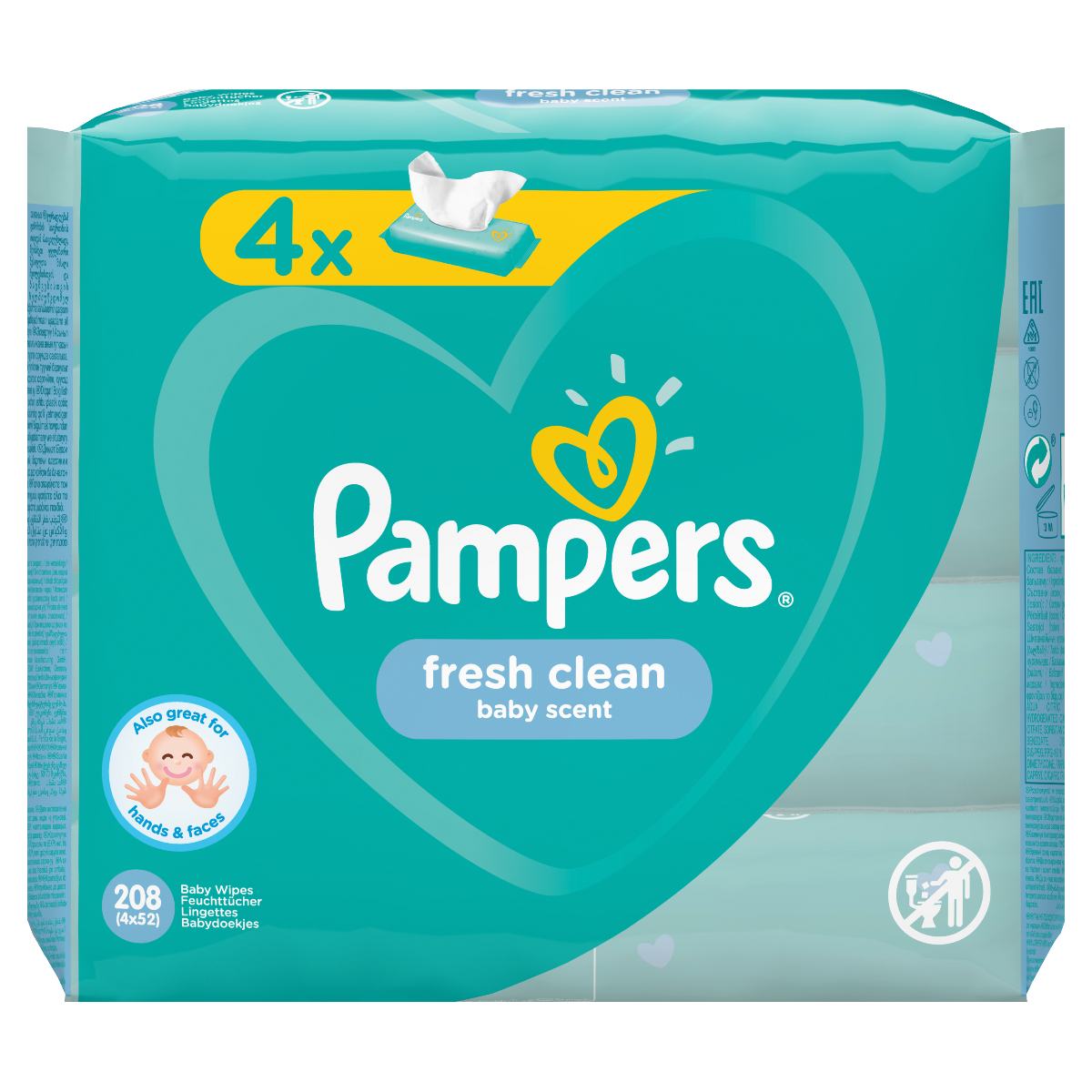 Pampers Fresh Clean vlhčené ubrousky 4x52 ks