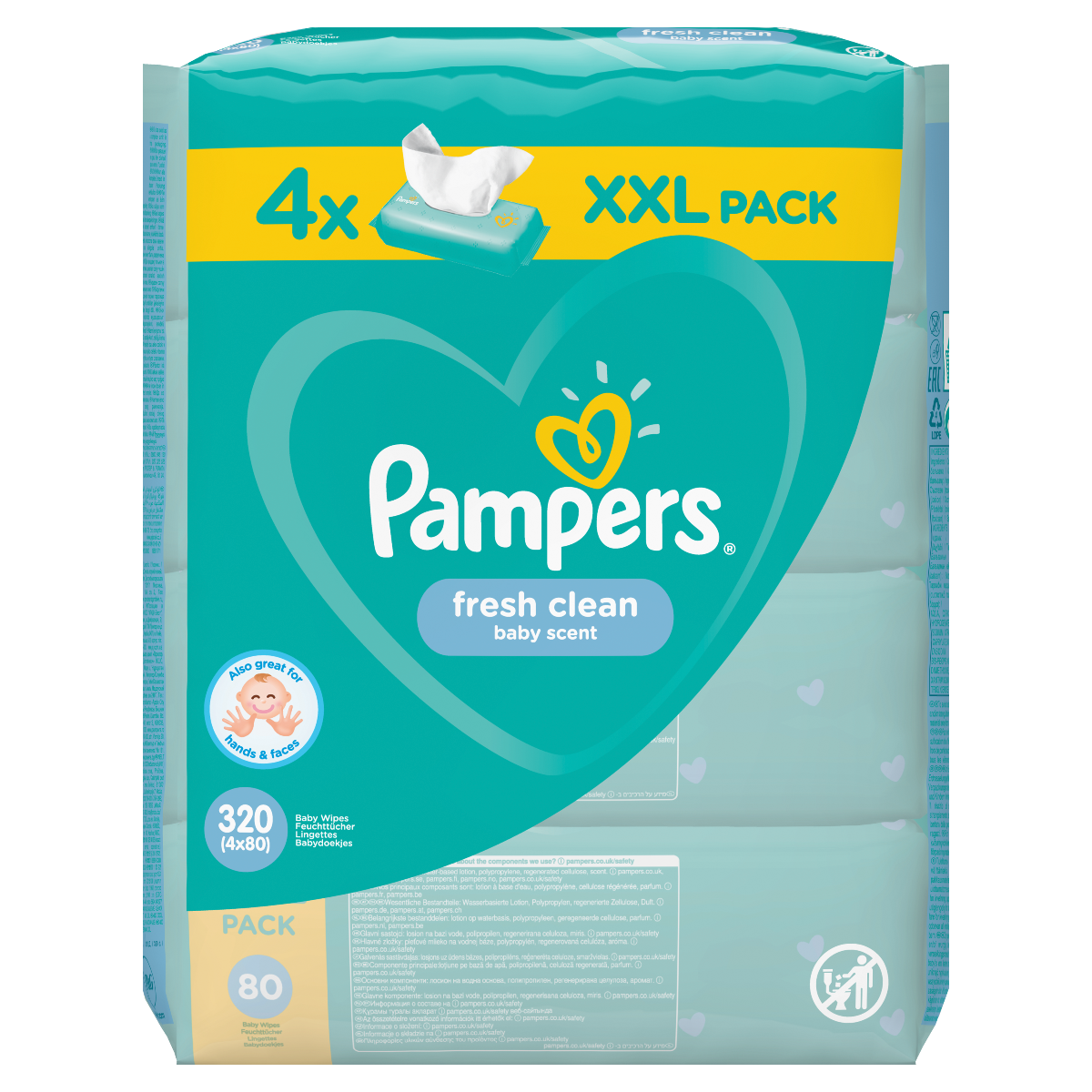 Pampers Fresh Clean XXL vlhčené ubrousky 4x80 ks