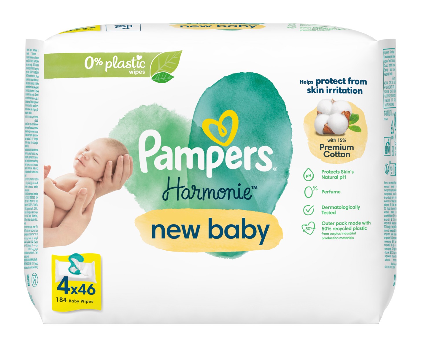 Pampers Harmonie New Baby vlhčené ubrousky 4x46 ks