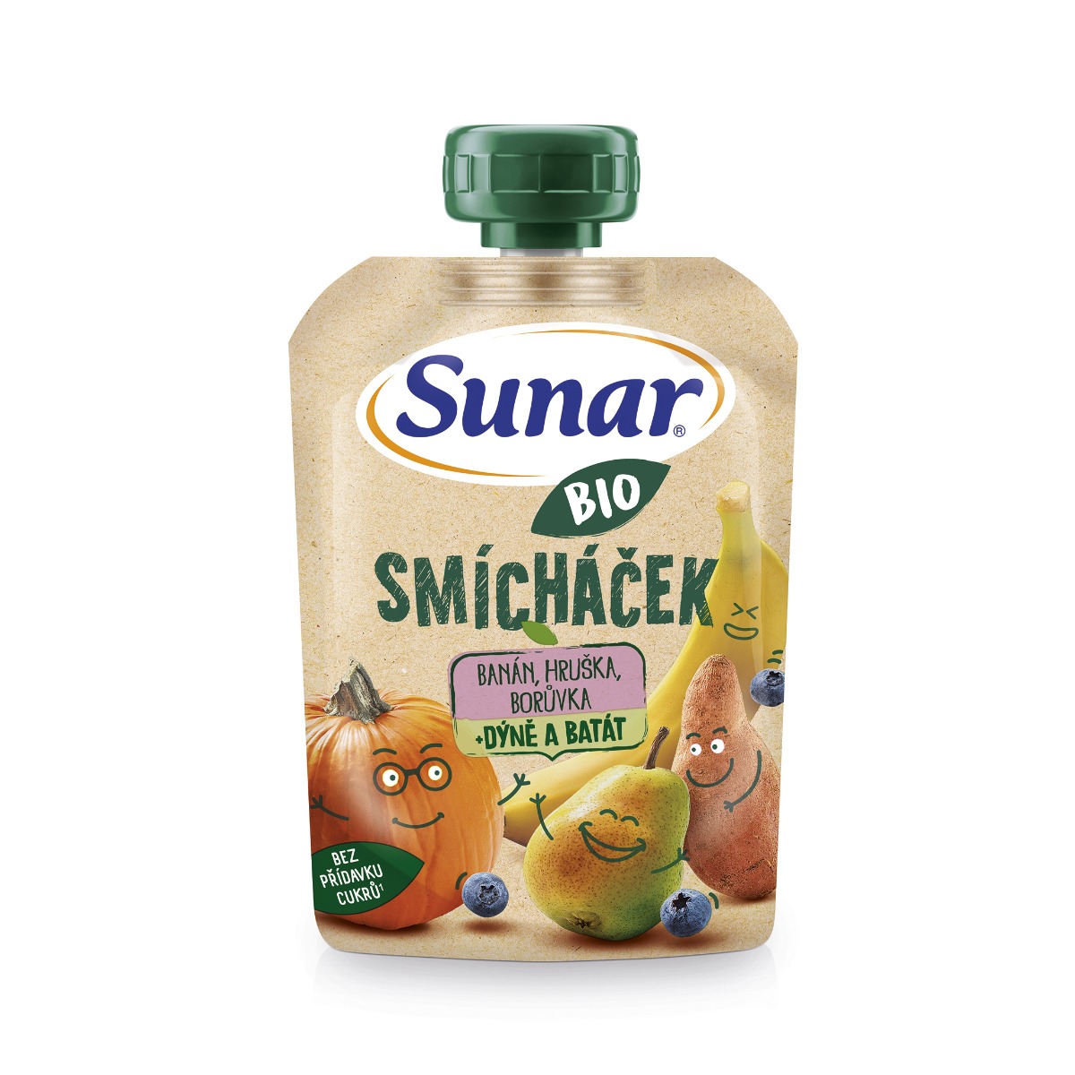 Sunar BIO Smícháček Banán, hruška, borůvka, dýně, batát kapsička 100 g