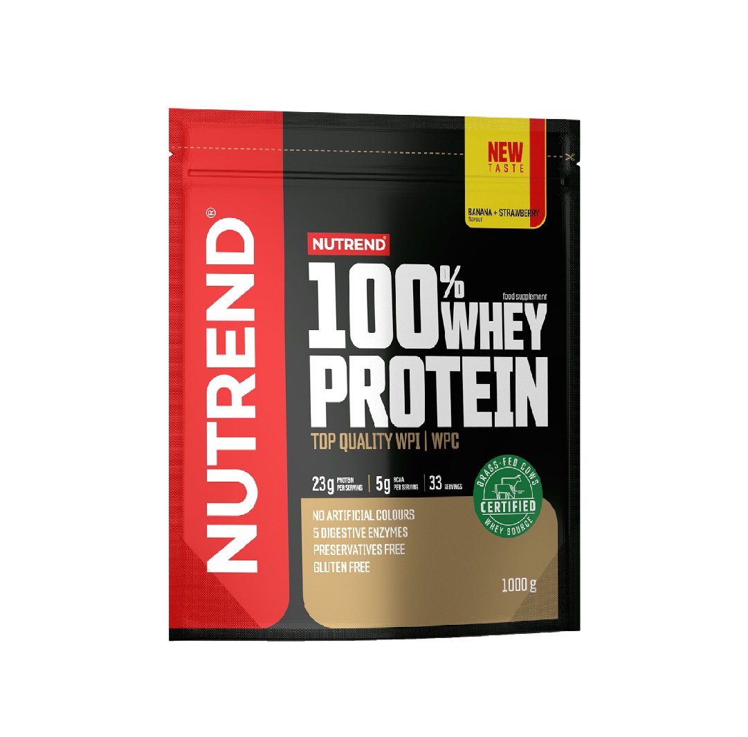 Nutrend 100% Whey Protein banán + jahoda 1000 g