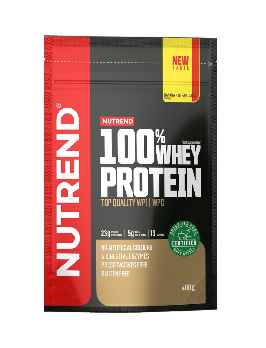 Nutrend 100% Whey Protein banán + jahoda 400 g