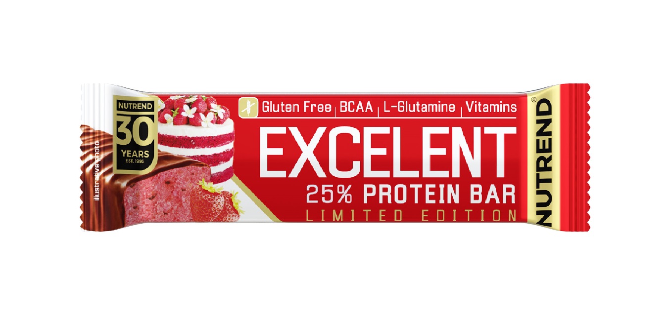 Nutrend Excelent Protein Bar jahodový dort v mléčné čokoládě 85 g