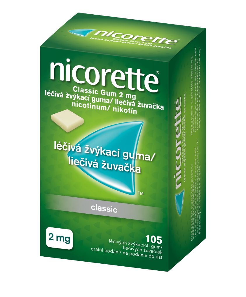 Nicorette Classic Gum 2 mg léčivá žvýkací guma 105 žvýkaček