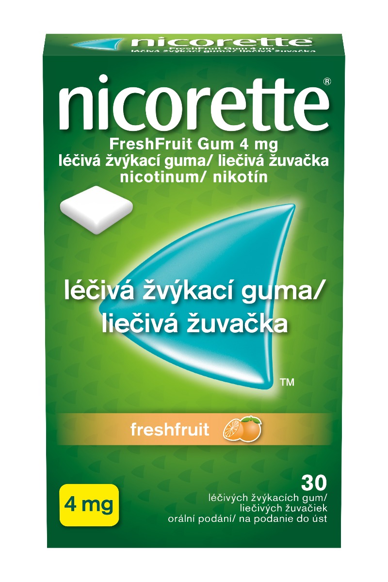 Nicorette FreshFruit Gum 4 mg léčivá žvýkací guma 30 žvýkaček