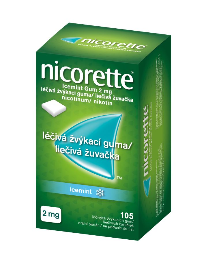 Nicorette Icemint Gum 2 mg léčivá žvýkací guma 105 žvýkaček